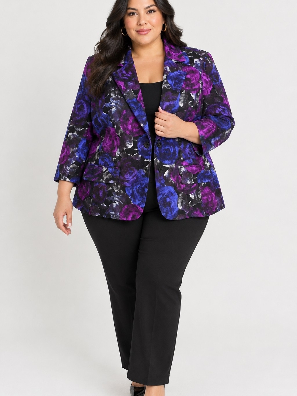 Michael Kors Floral Blazer in Purple & Black Size 2X Like New